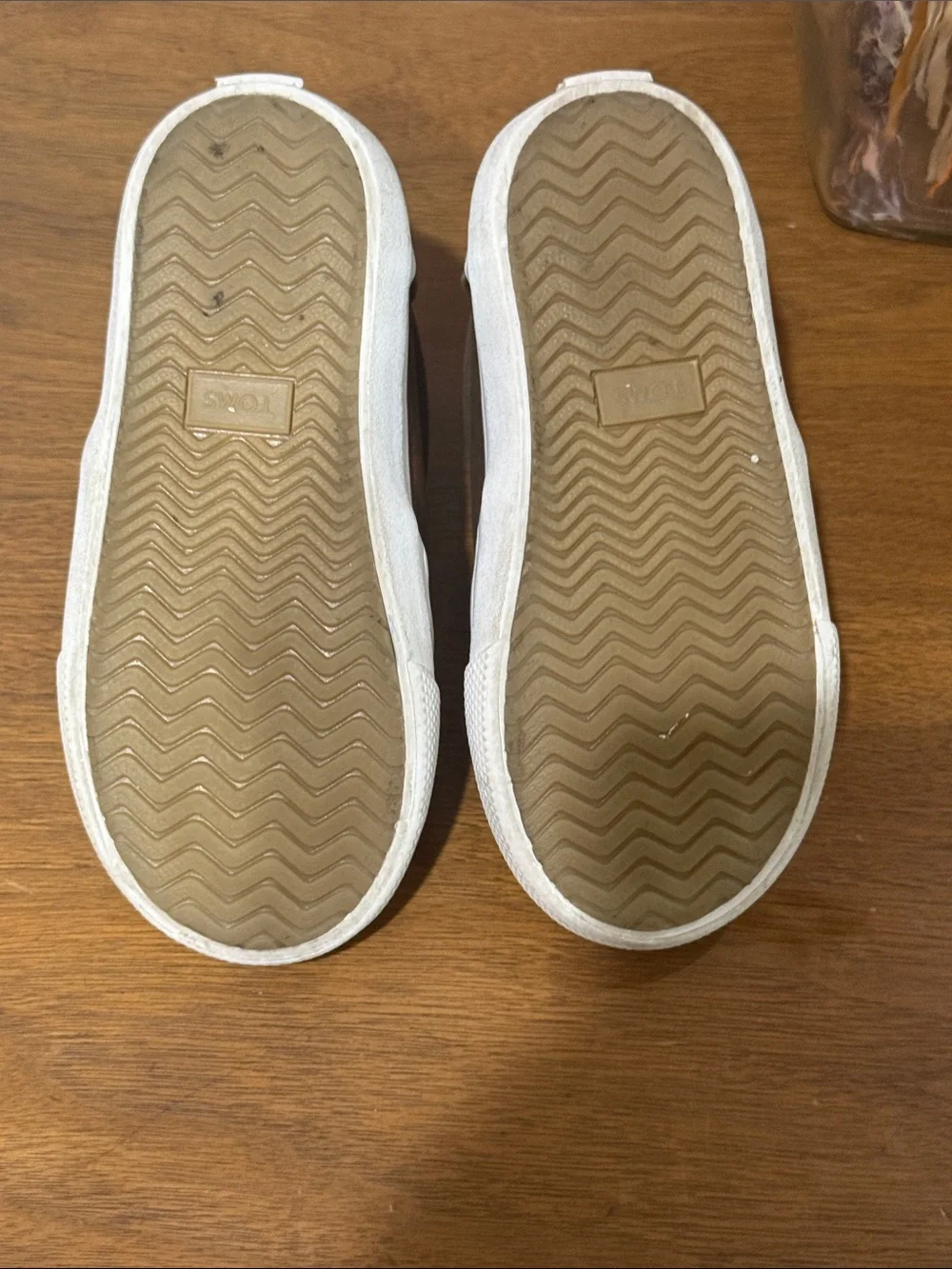 TOMS Kids Brown Canvas Slip-On Sneakers with White Sole